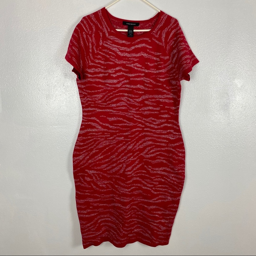 ASHLEY STEWART METALLIC ZEBRA BODYCON SWEATER DRES - Picture 3 of 10